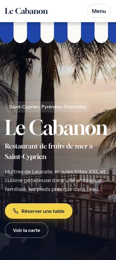 Le même site affiché sur un téléphone