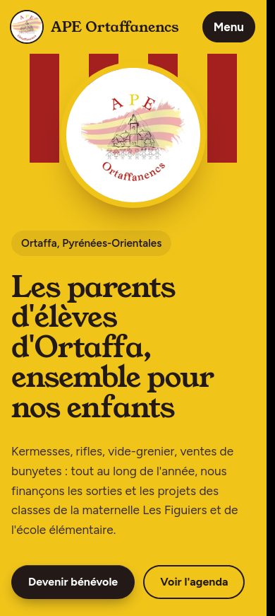 Le site de l'APE Ortaffanencs sur un téléphone